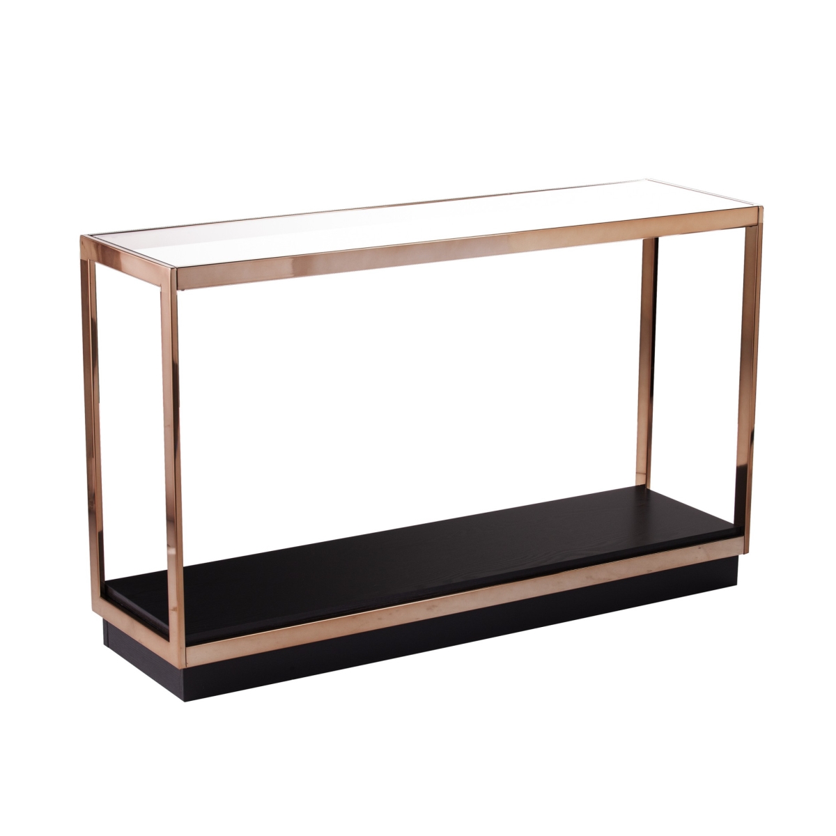 48 in. Glass Floor Shelf Console Table with Storage, Clear & Champagne