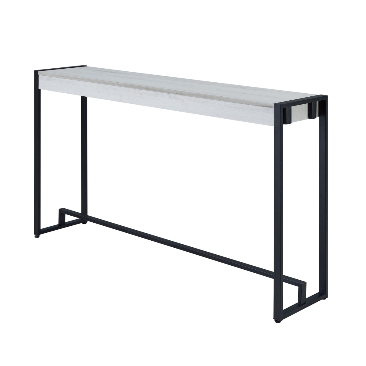 54 in. Distressed Sled Console Table, White & Black