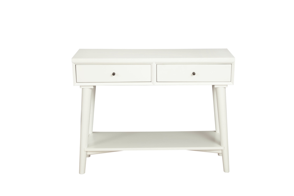 524160 42 in. Solid & Manufactured Wood Floor Shelf Console Table with Storage with Storage, White