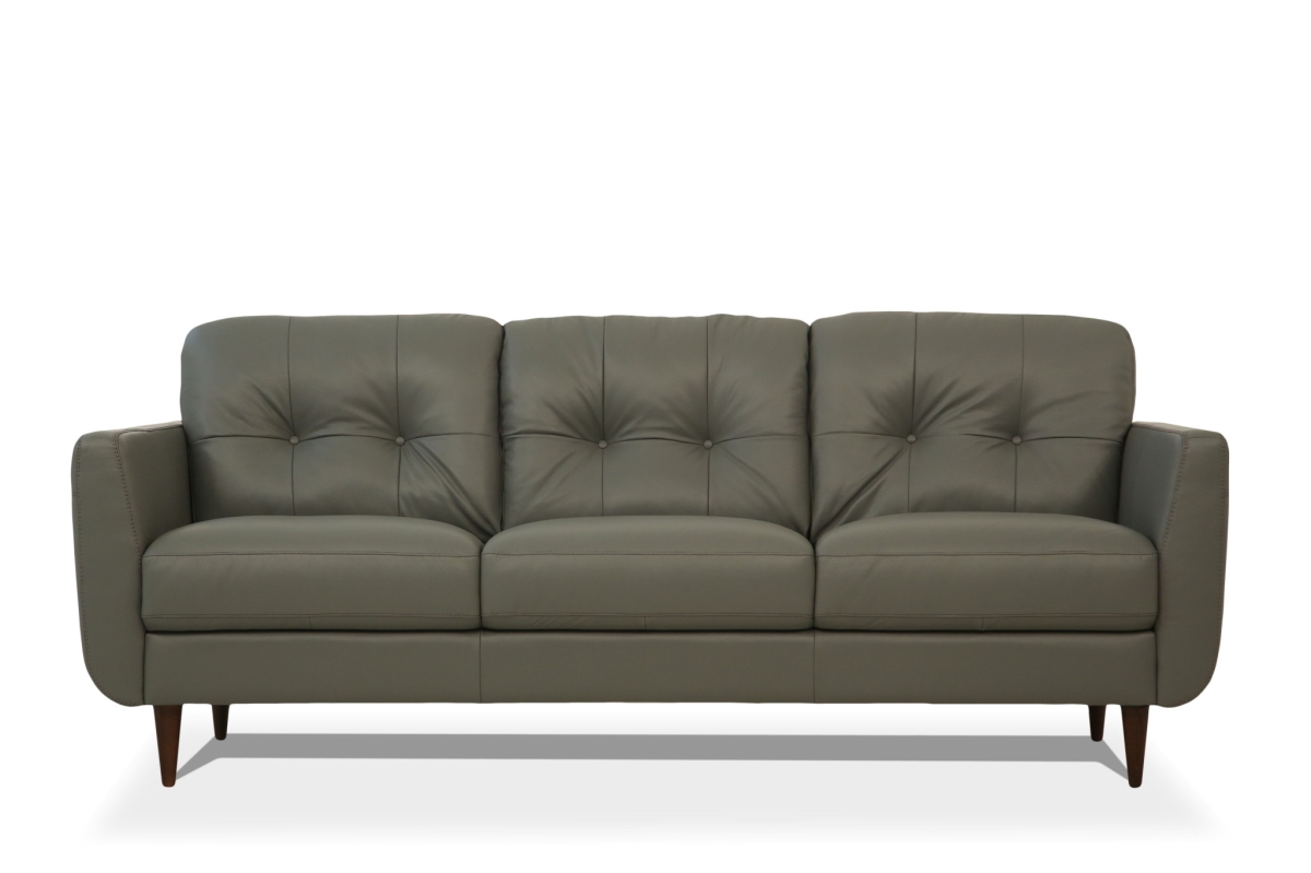 491284 83 in. Leather & Black Sofa, Green