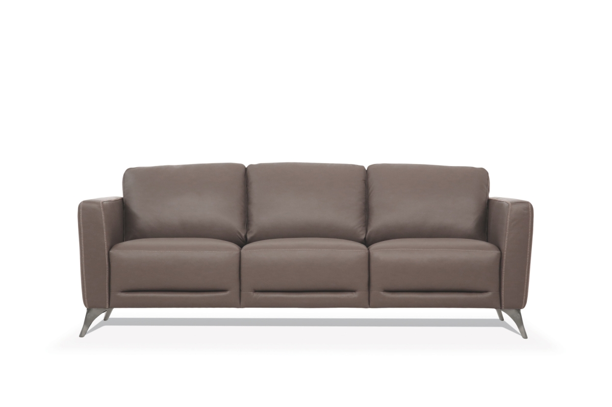 83 in. Leather & Black Sofa, Taupe