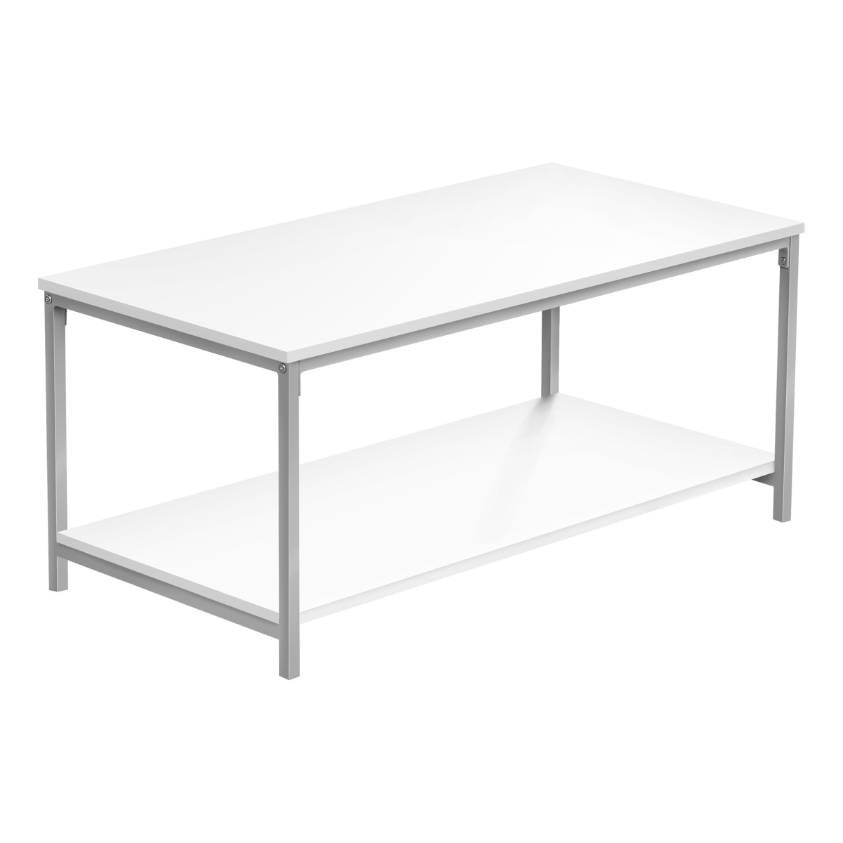 40 in. Rectangular Coffee Table, White & Silver
