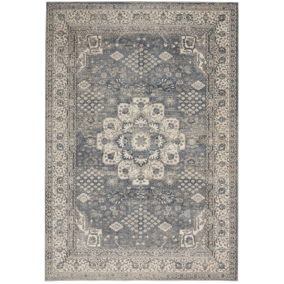 4 x 6 ft. Oriental Power Loom Non Skid Rectangle Area Rug, Grey & Ivory