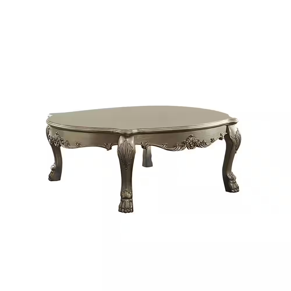 54 in. Patina Rectangular Coffee Table, Bone & Gold