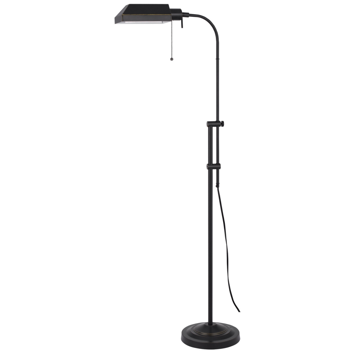 57 in. Adjustable Traditional Shaped Floor Lamp with Bronze Square Shade, Bronze