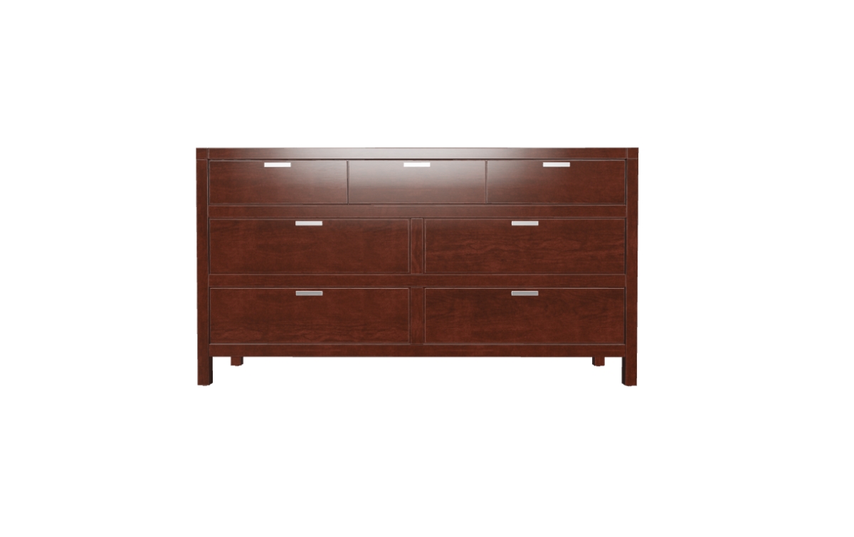 63 in. Solid Wood Seven Drawer Double Dresser, Brown