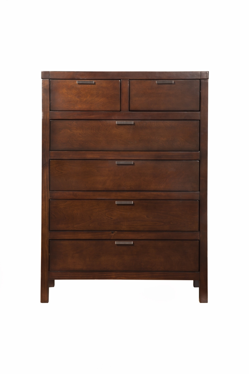 524155 36 in. Solid Wood Six Drawer Chest, Brown