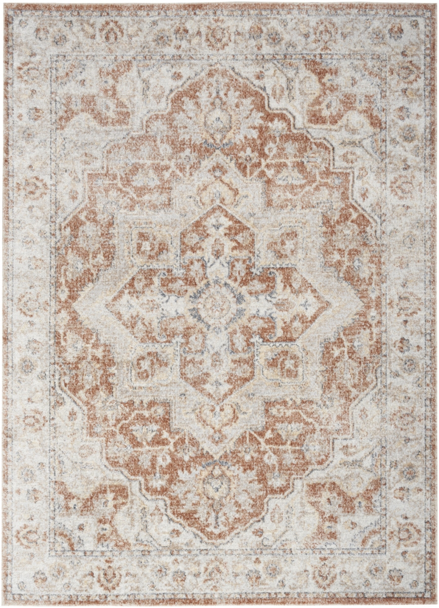 7 x 9 ft. Oriental Power Loom Washable Rectangle Area Rug, Gold