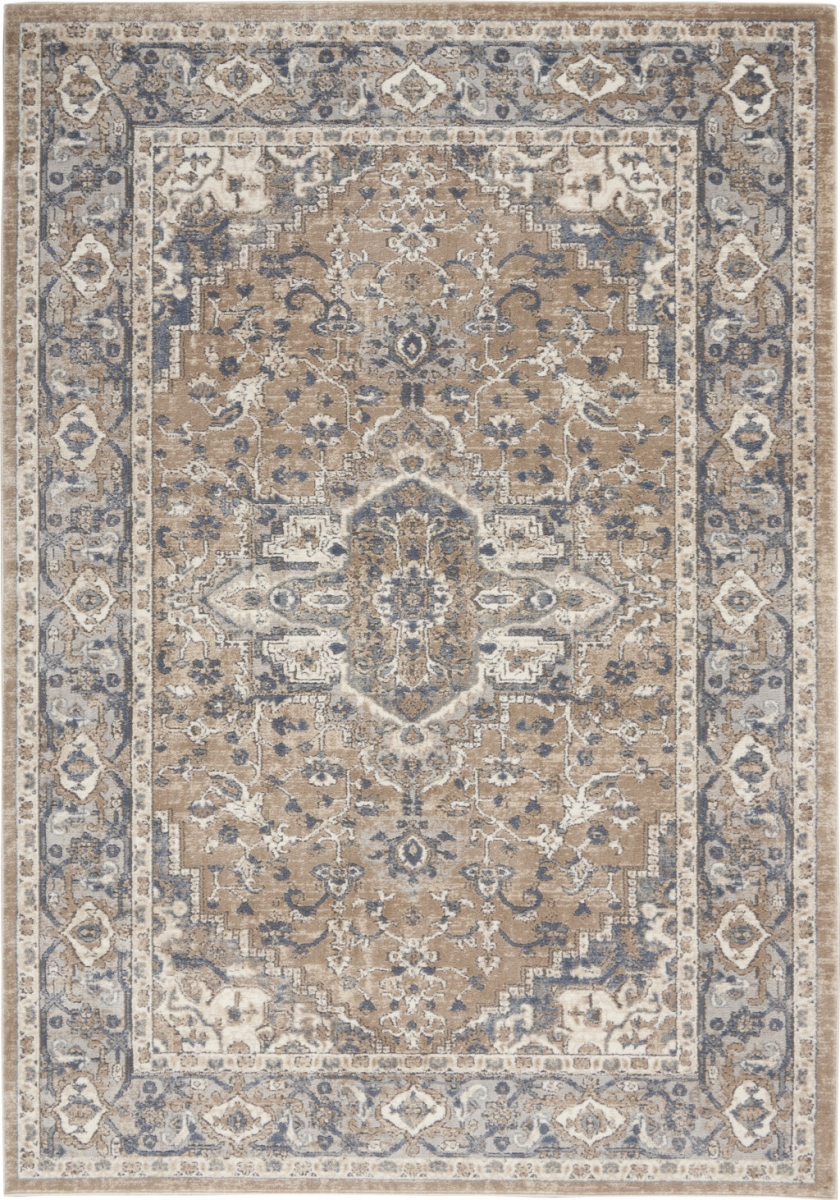 6 x 9 ft. Floral Power Loom Rectangle Area Rug, Ivory
