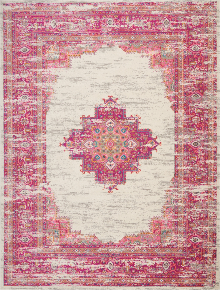 9 x 12 ft. Floral Power Loom Rectangle Area Rug, Pink