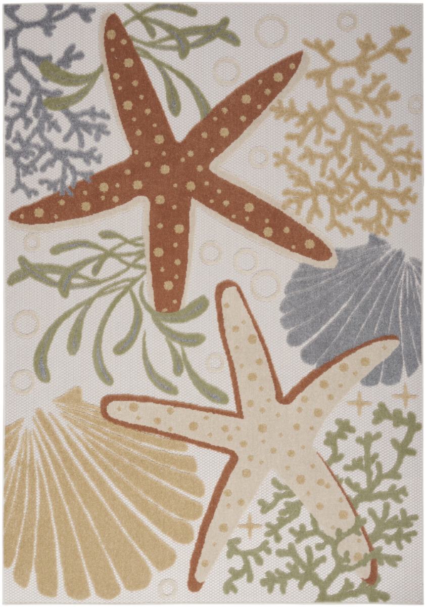 6 x 9 ft. Starfish Power Loom Rectangle Area Rug, Blue & Orange