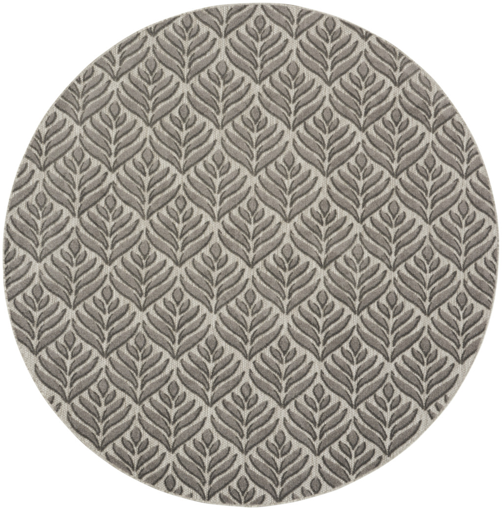 8 ft. Floral Power Loom Round Rug, Charcoal