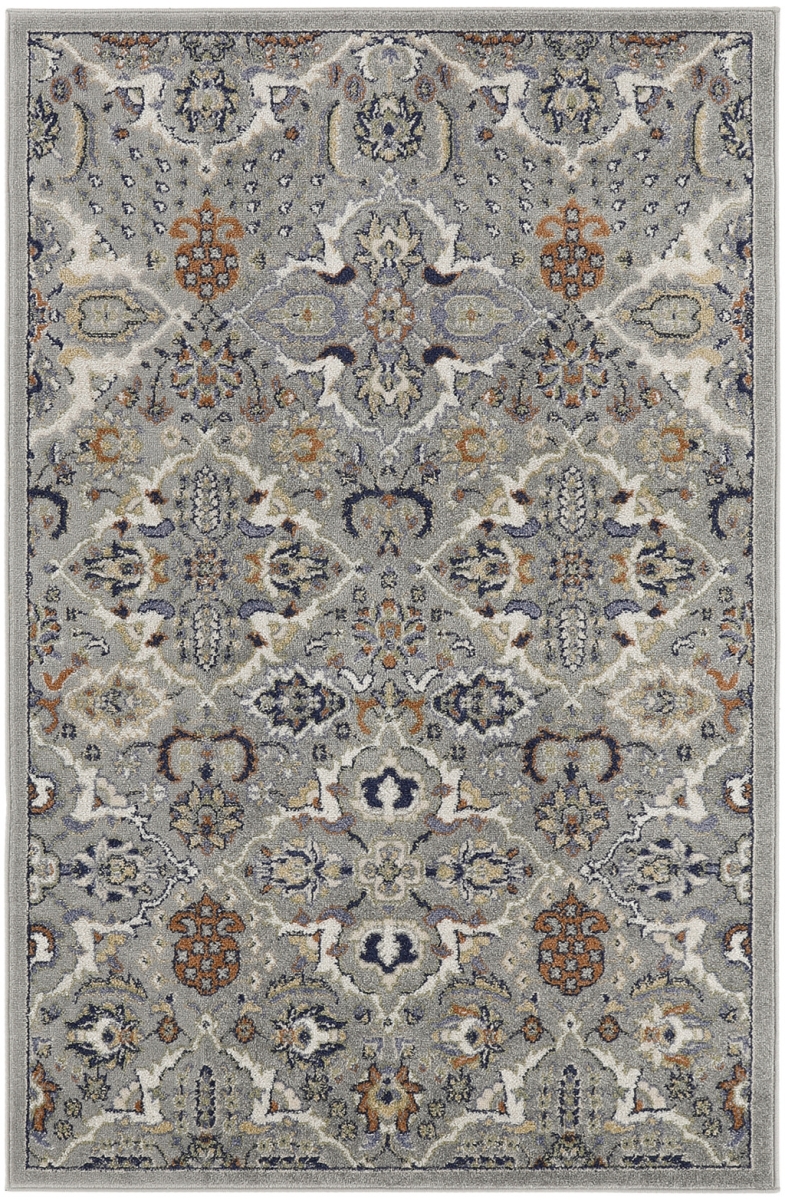 4 x 6 ft. Floral Power Loom Rectangle Area Rug, Green & Ivory