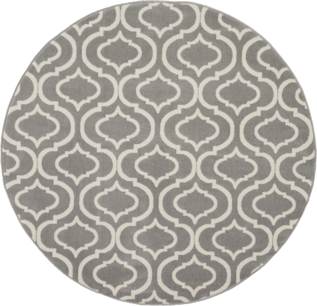 5 ft. Moroccan Power Loom Round Rug, Gray