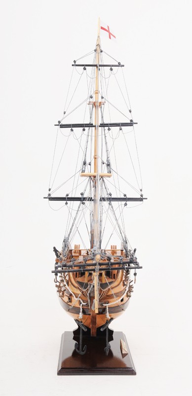 29 in. Wood Brown HMS Victory Bow Section Hand Painted Decorative Boat