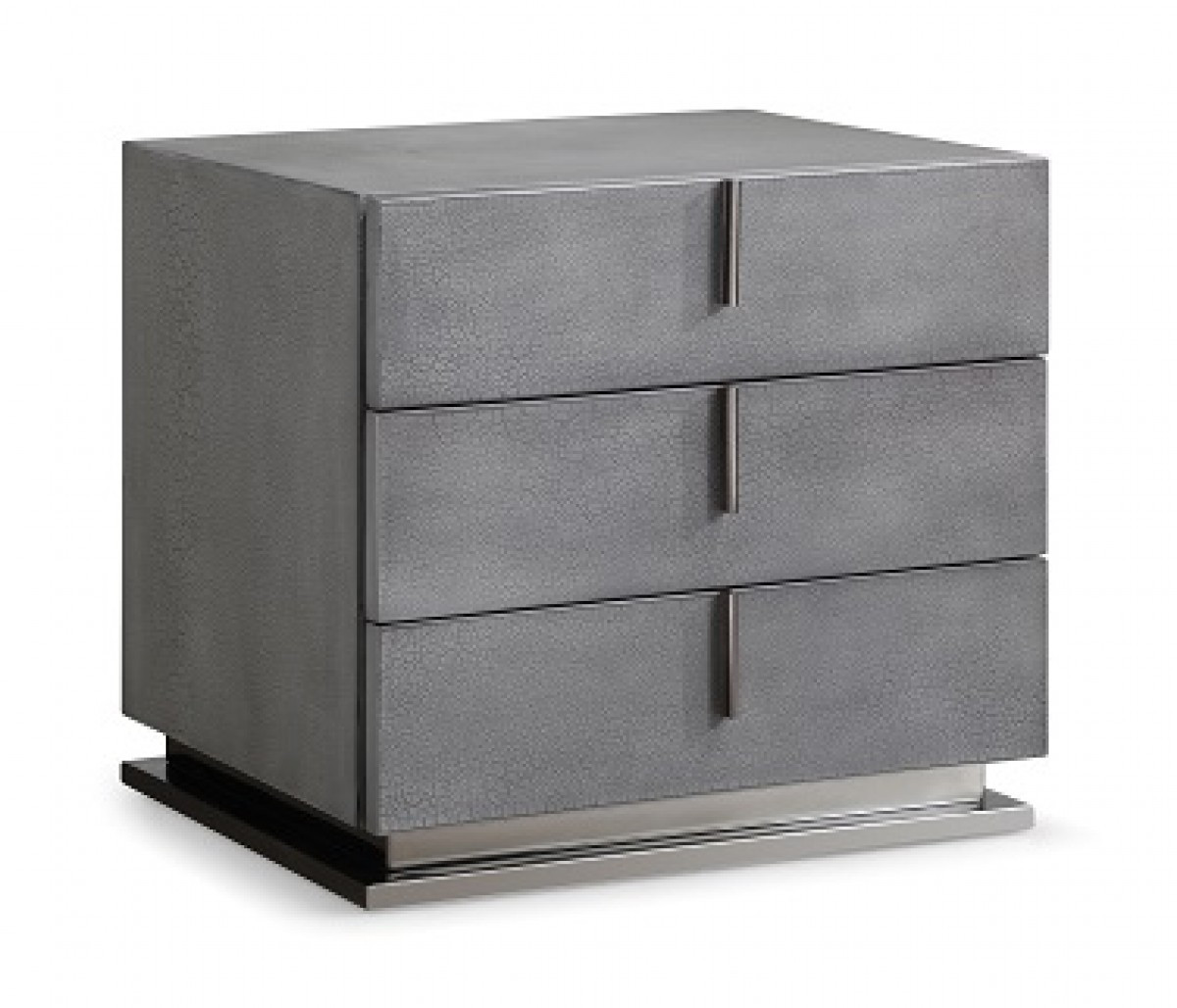 22 in. Crackle Finish Three Drawer Nightstand, Gray