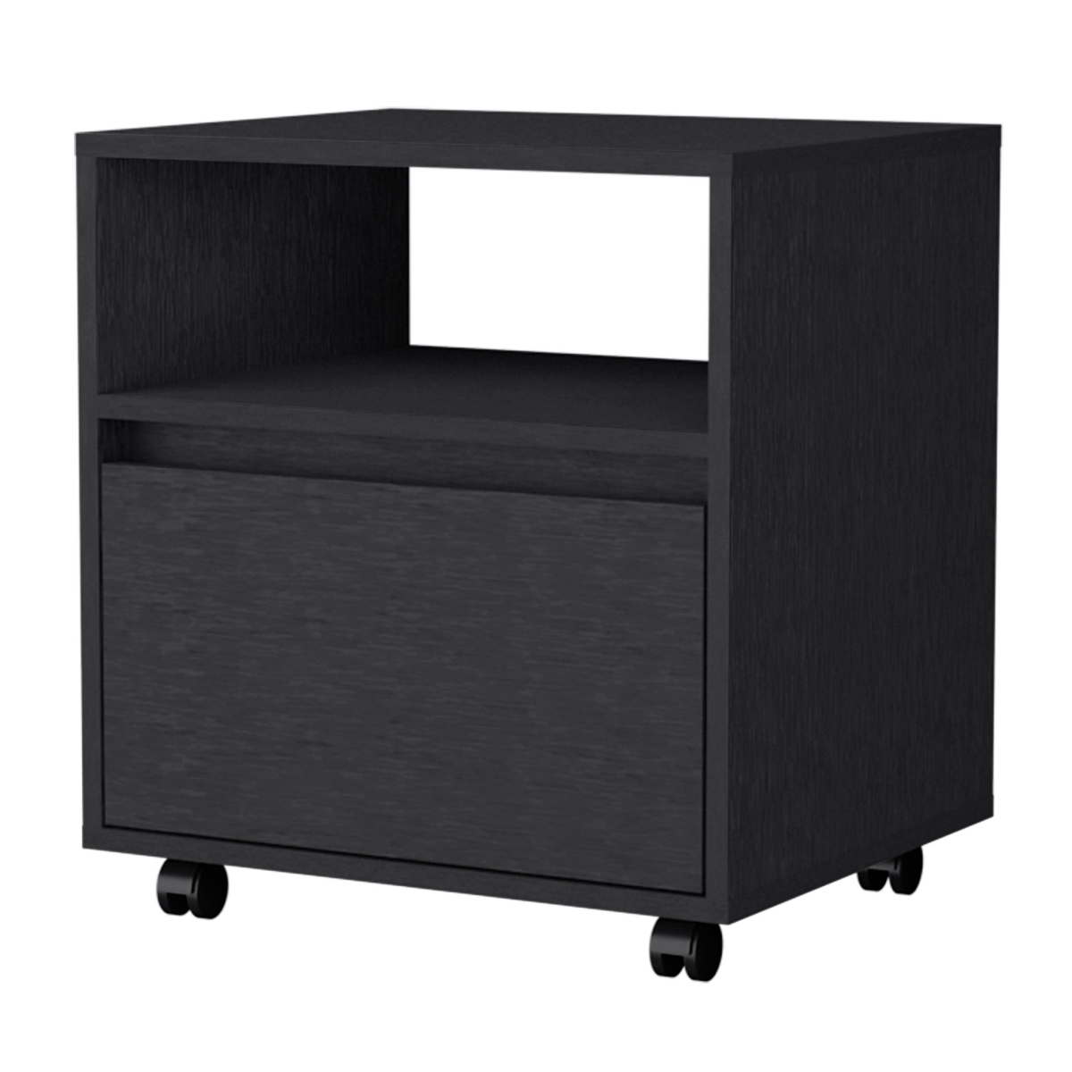 21 in. One Drawer Nightstand with Integrated Tech, Black