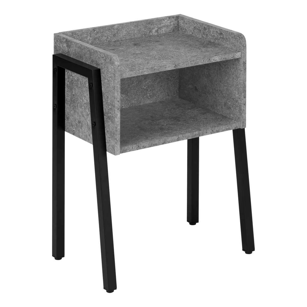 23 in. Black & Grey Faux Stone End Table with Shelf
