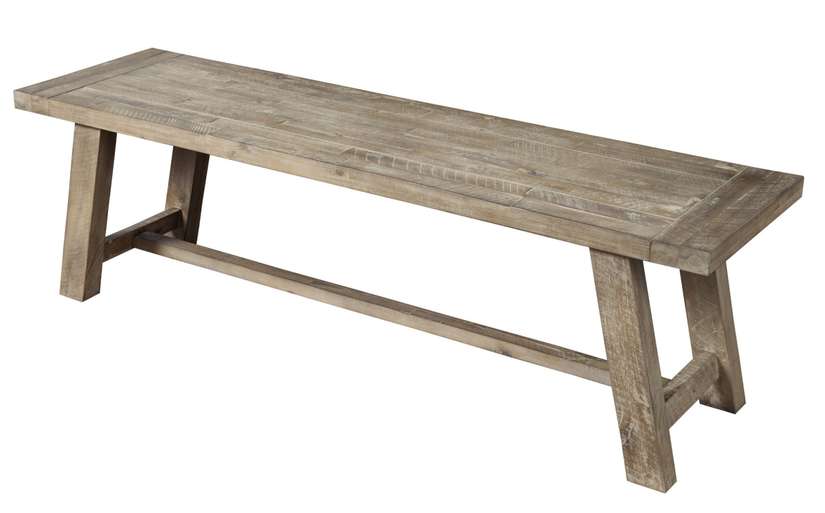 60 in. Distressed Solid Wood Dining Bench, Natural & Brown