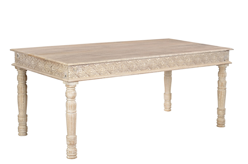521837 72 in. Solid Wood Dining Table, White