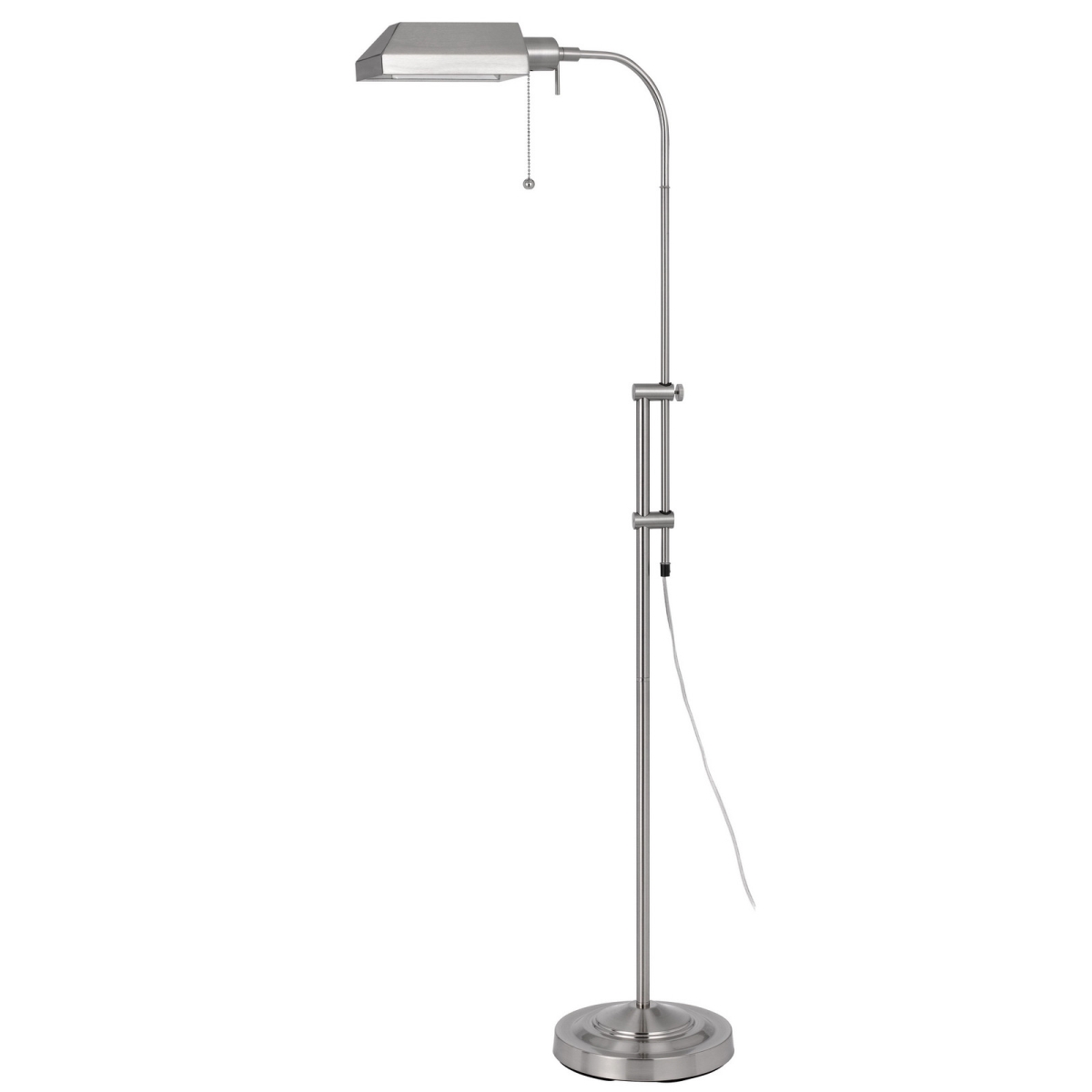 57 in. Adjustable Traditional Shaped Floor Lamp with Nickel Square Shade, Nickel
