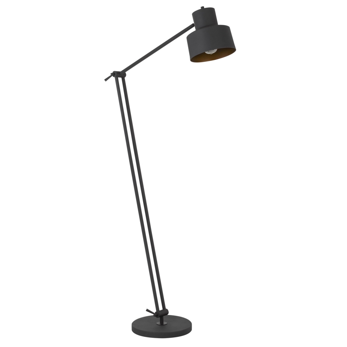 65 in. Adjustable Traditional Shaped Floor Lamp with Black Dome Shade, Black