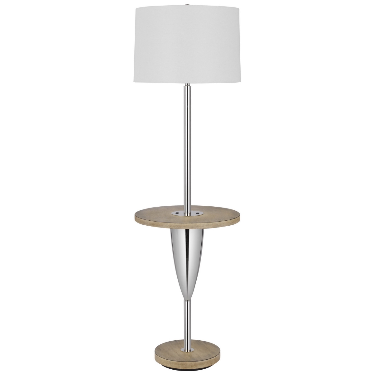 61 in. Tray Table Floor Lamp with White Square Shade, Chrome