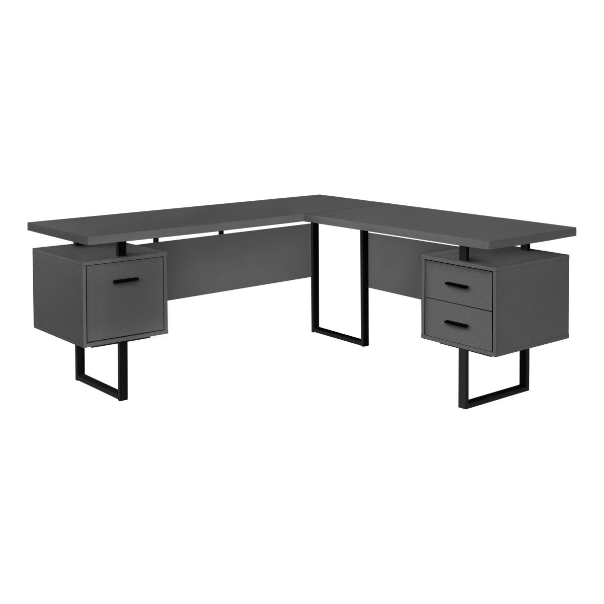 Picture of HomeRoots 490013 71 in. L Shape Desk&#44; Dark Gray & Black