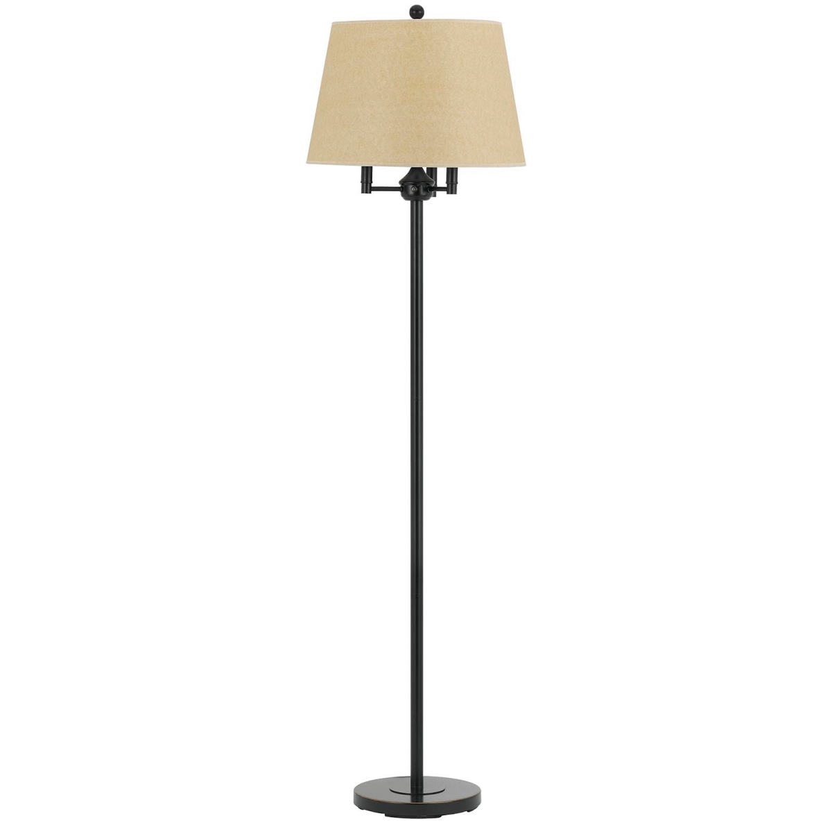 62 in. Four Light Traditional Shaped Floor Lamp with Beige Square Shade, Bronze