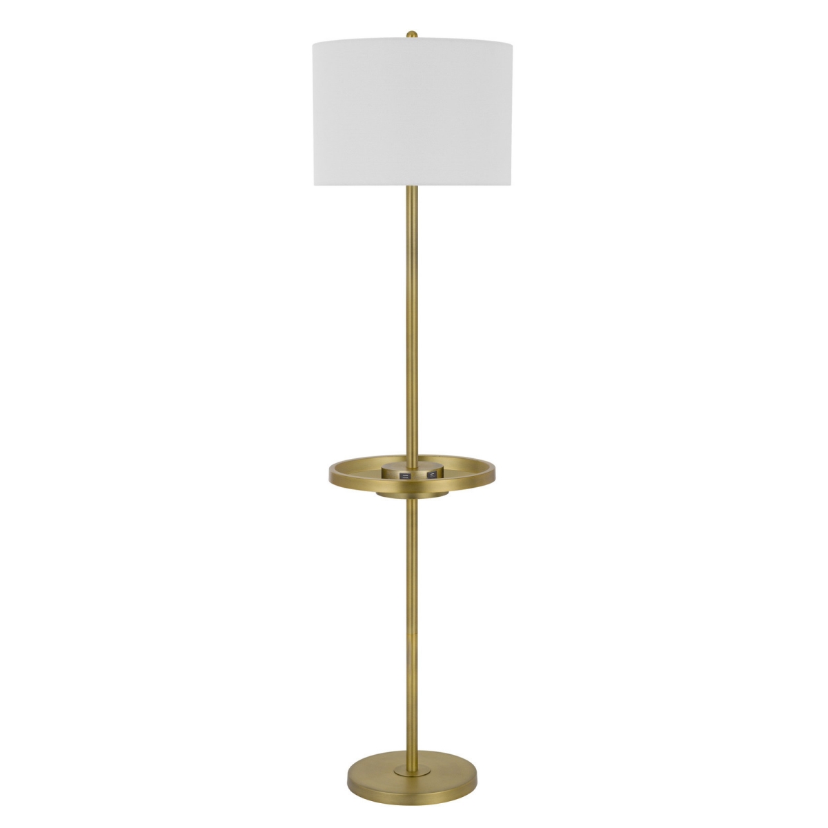 62 in. Tray Table Floor Lamp with White Drum Shade, Nickel