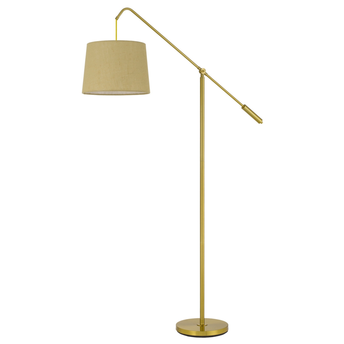68 in. Adjustable Traditional Shaped Floor Lamp with Antiqued Brass Drum Shade, Brass
