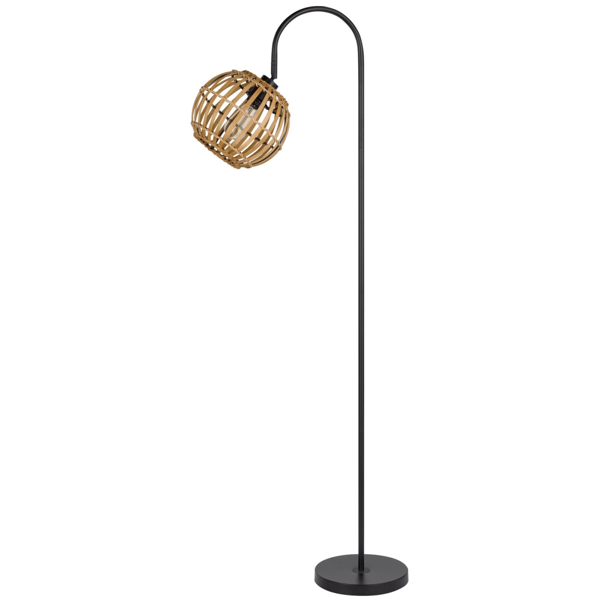 63 in. Traditional Shaped Floor Lamp with Brown Globe Shade, Black