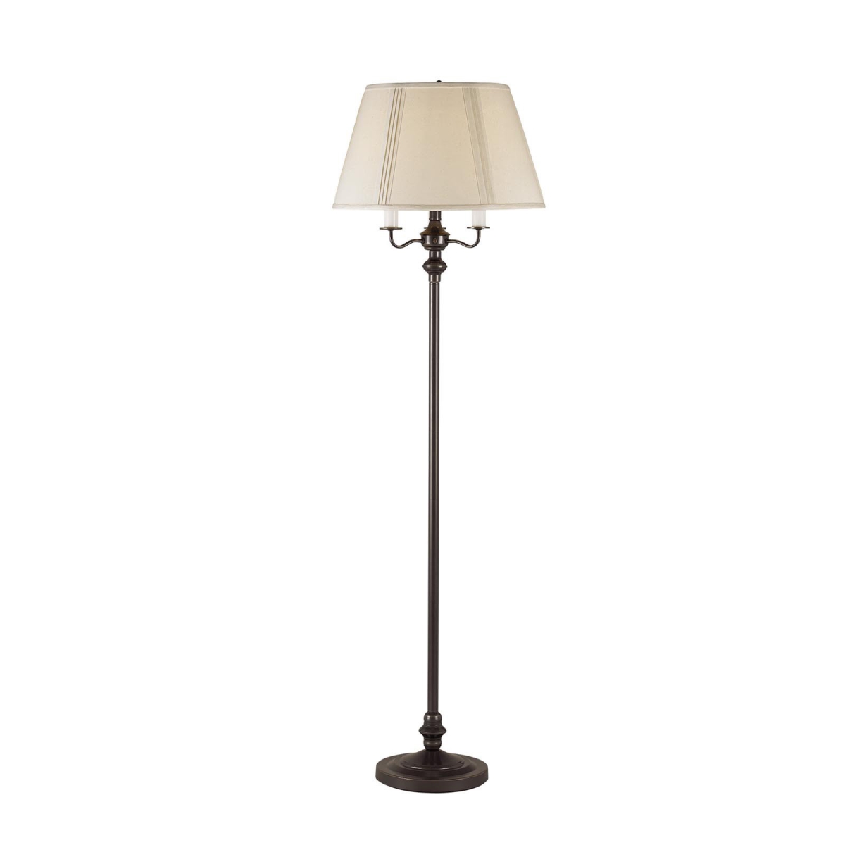 526334 60 in. Four Light Traditional Shaped Floor Lamp with Beige Square Shade, Bronze