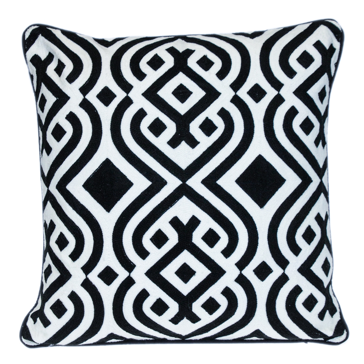 18 x 18 in. Cotton Geometric Zippered Pillow, Black