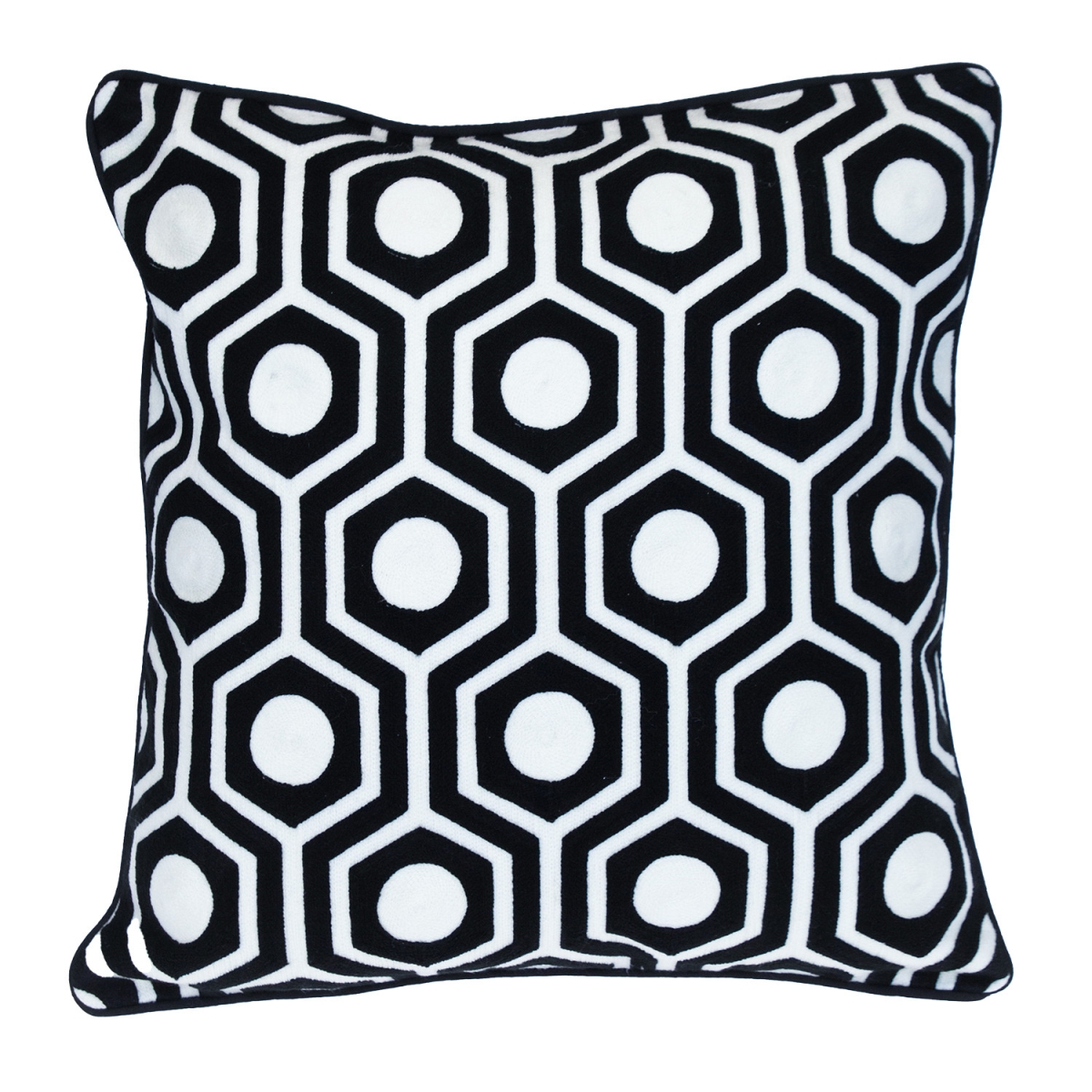 18 x 18 in. Cotton Geometric Zippered Pillow, Black