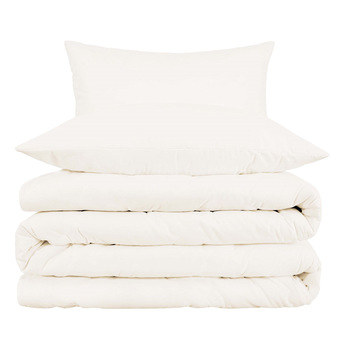 Cotton Blend 1000 Thread Count Washable Duvet Cover Set, Ivory - Queen Size