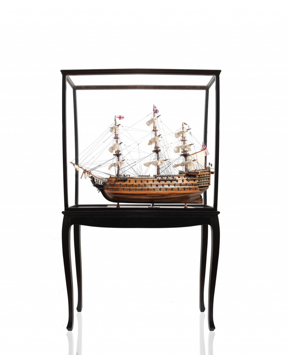 401847 69 in. Wood HMS Victory Large Floor Display Boat Hand Painted Decorative Boat, Brown