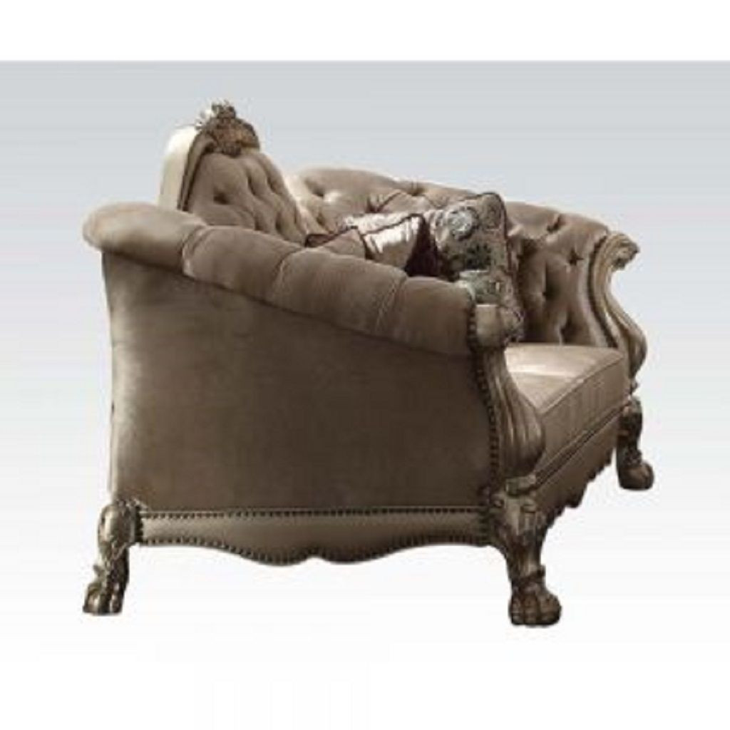 73 in. Velvet Love Seat & Toss Pillows, Bone