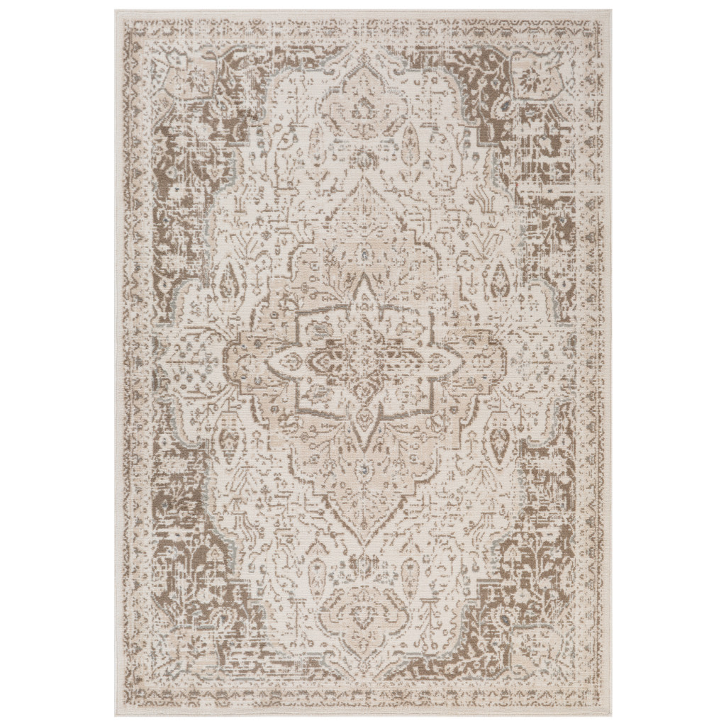 2 x 3 ft. Medallion Power Loom Area Rug, Cream