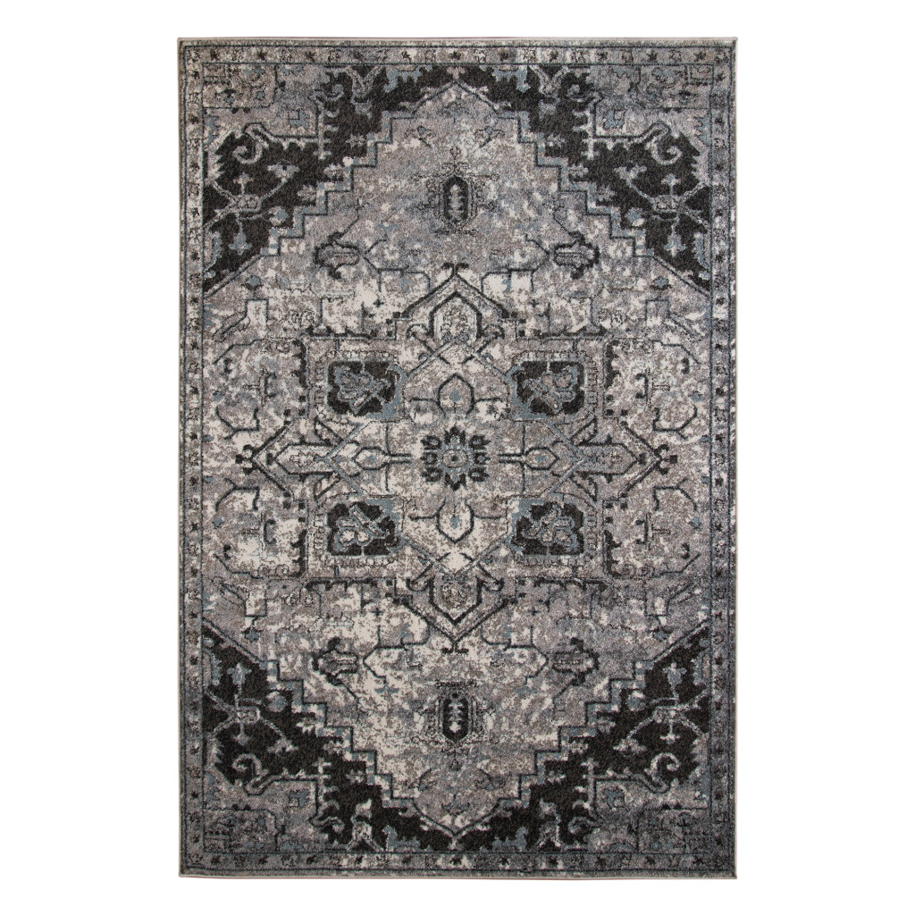 9 x 12 ft. Medallion Power Loom Area Rug, Gray
