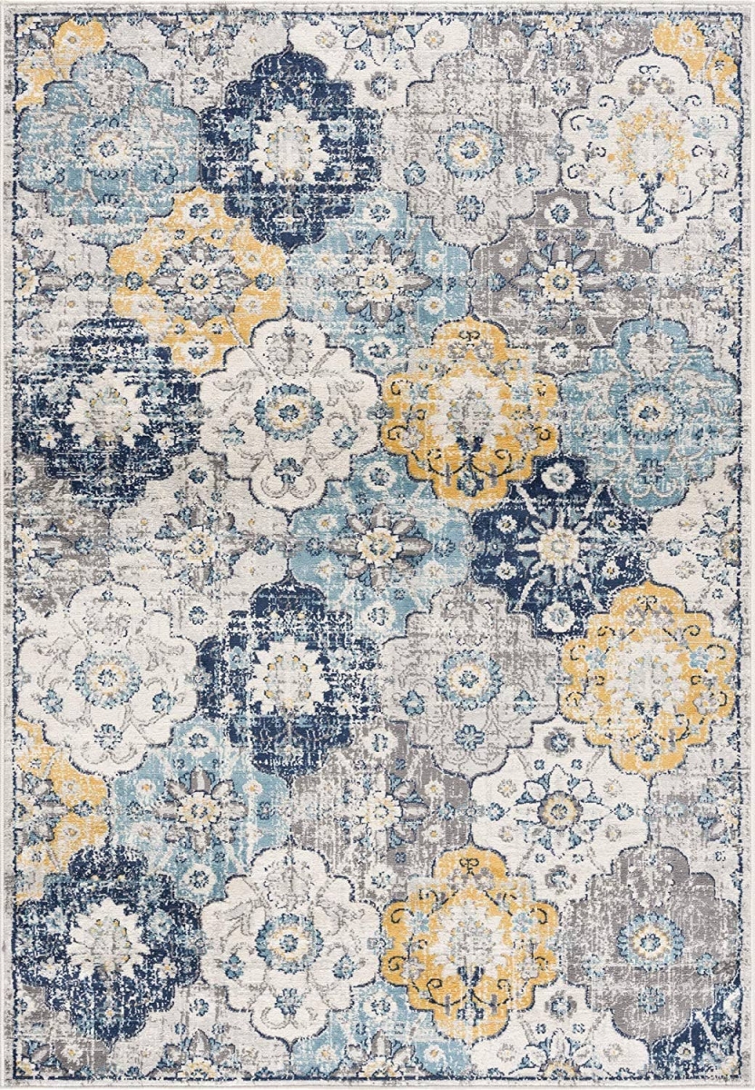 12 x 18 ft. Floral Washable Non Skid Area Rug, Rust