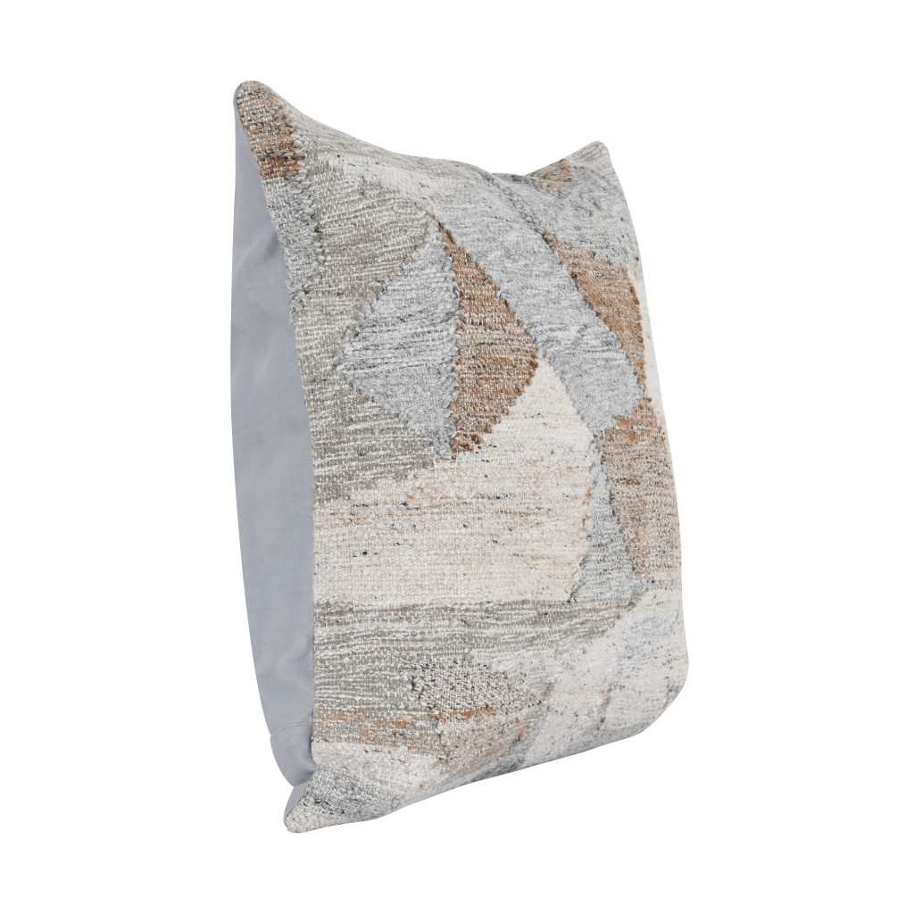 Picture of HomeRoots 521704 22 x 22 in. Zippered Handmade Geometric Indoor Outdoor Throw Pillow&#44; Ivory
