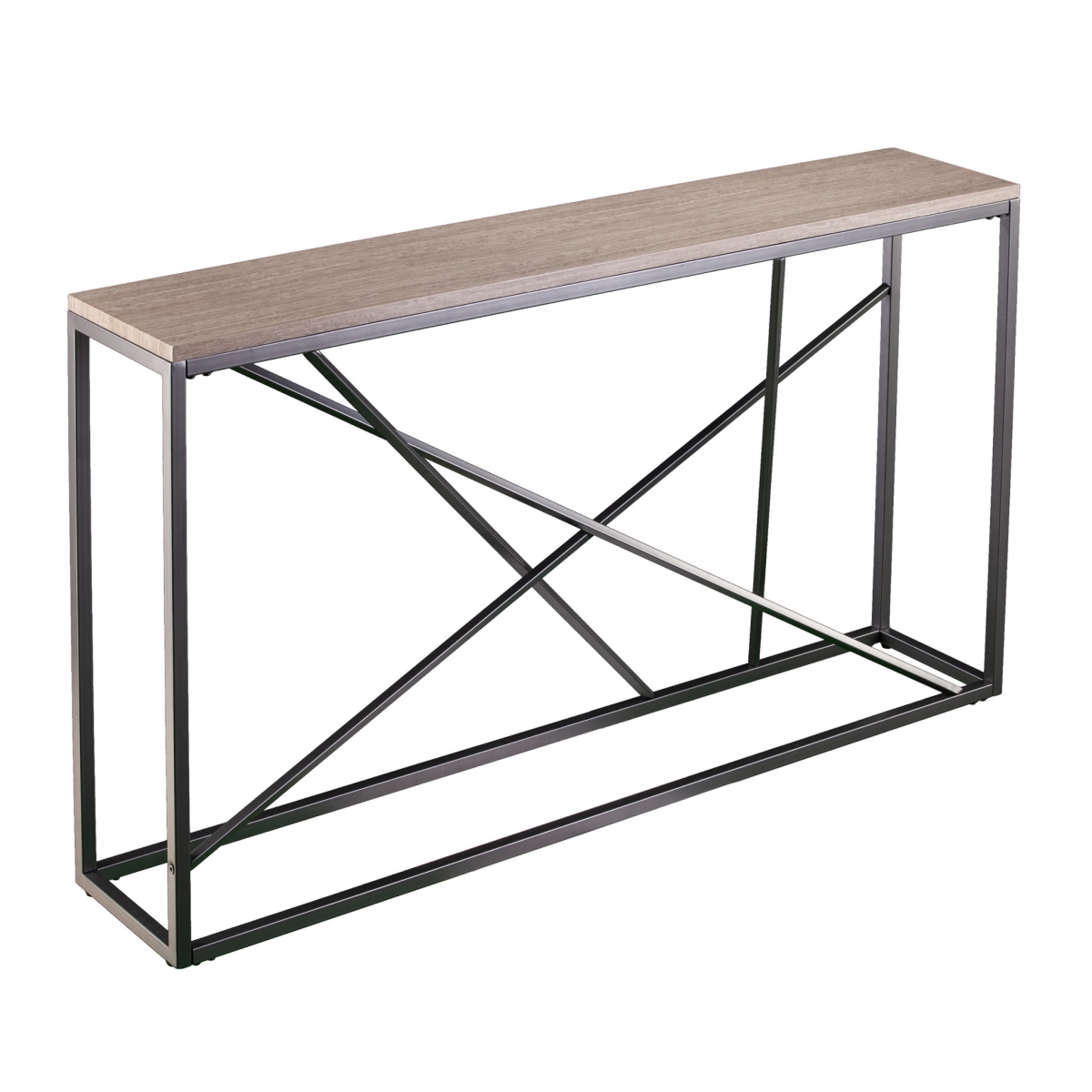52 in. Taupe & Gray Faux Stone Frame Console Table