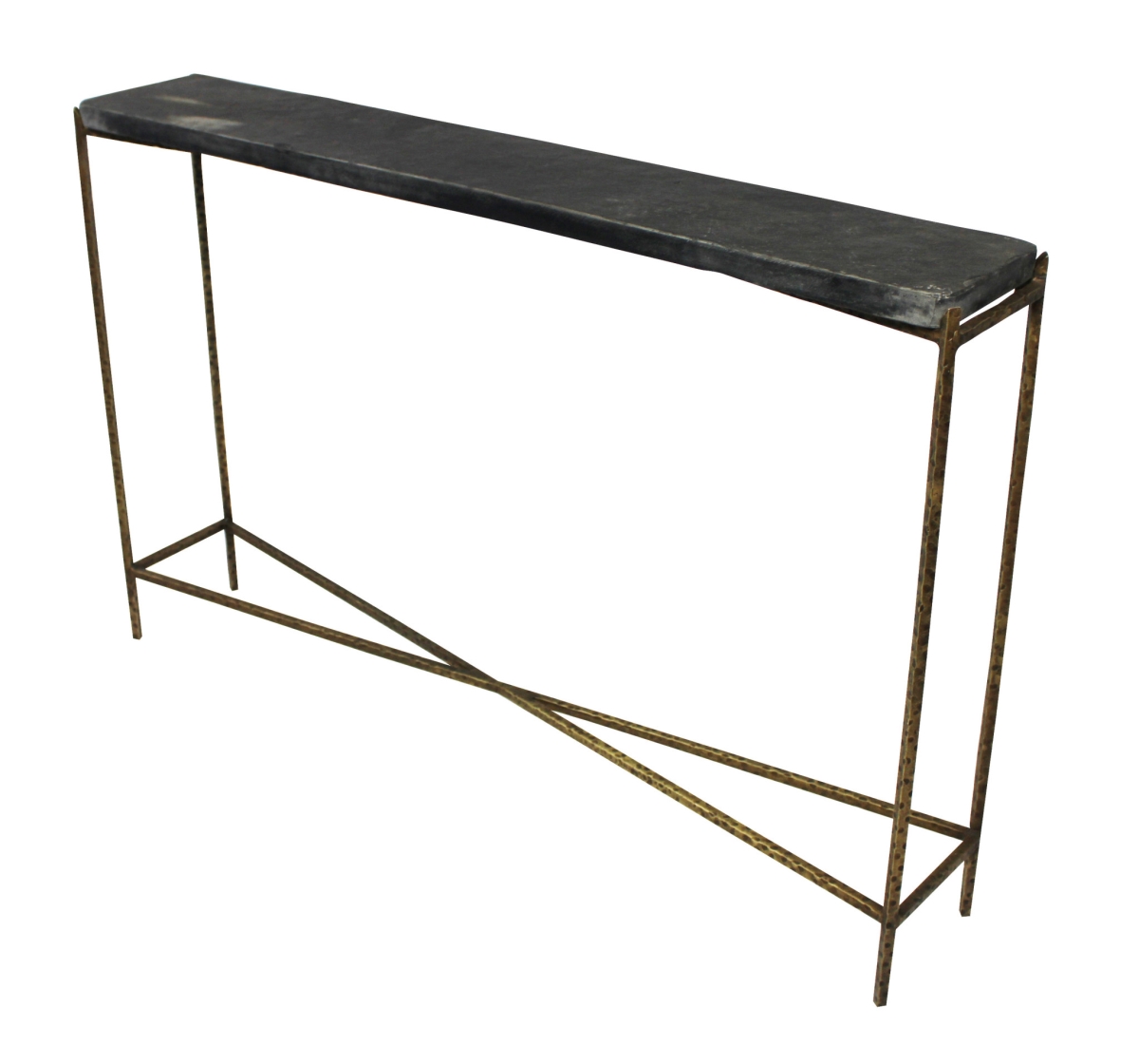 488857 48 in. Black & Gold Stone Frame Console Table