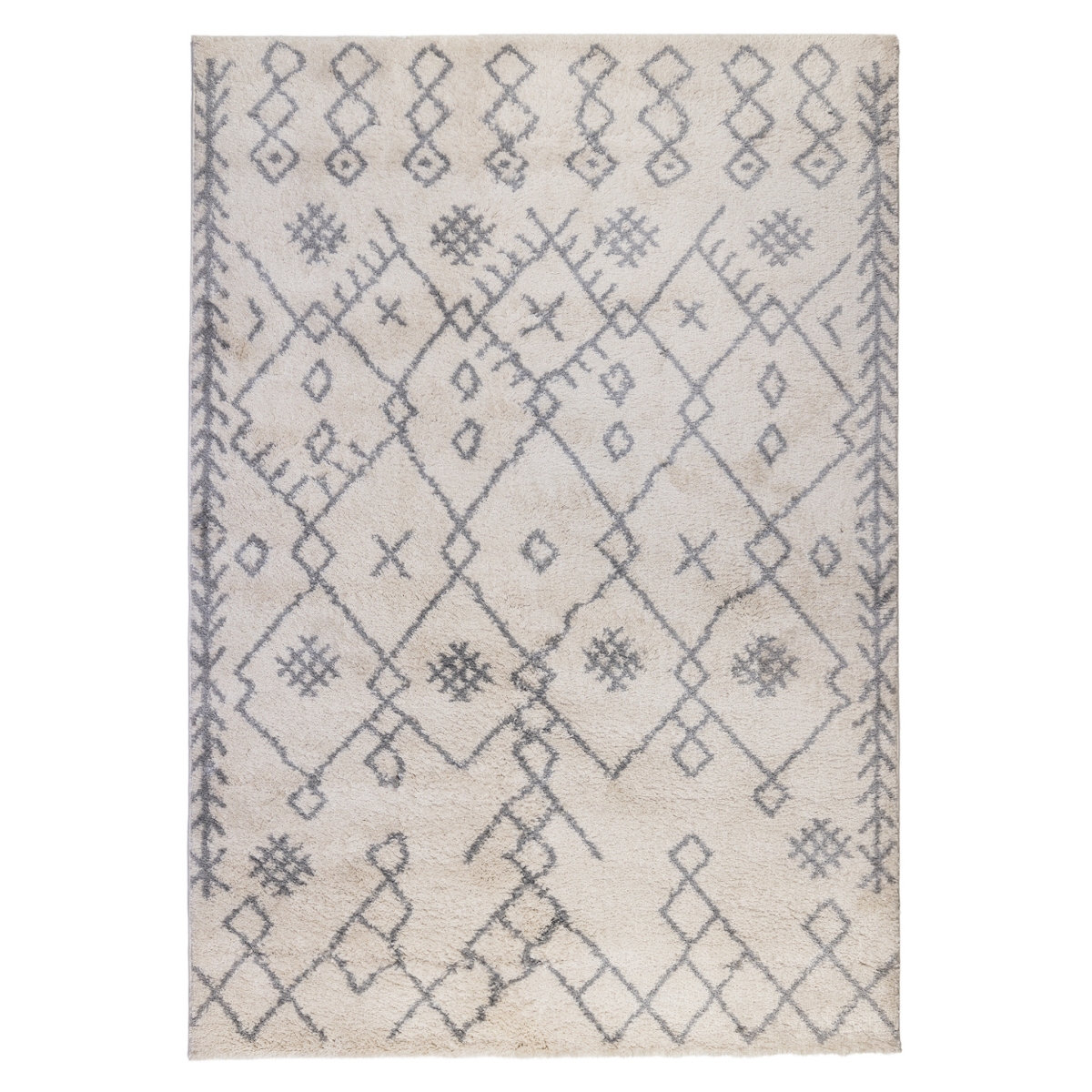7 x 9 ft. Gray & Ivory Geometric Shag Rectangle Area Rug