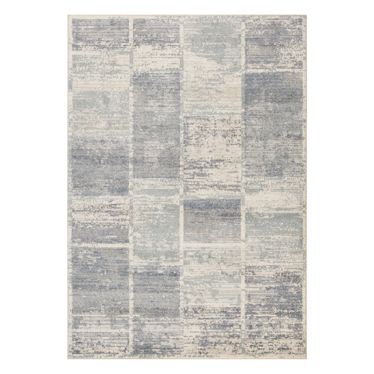 5 x 7 ft. Light Blue Geometric Power Loom Rectangle Area Rug with Fringe