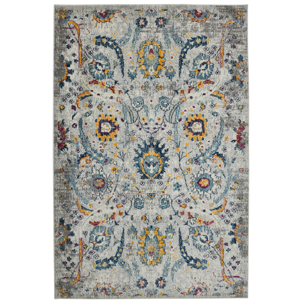 8 x 11 ft. Orange & Ivory Floral Power Loom Rectangle Area Rug