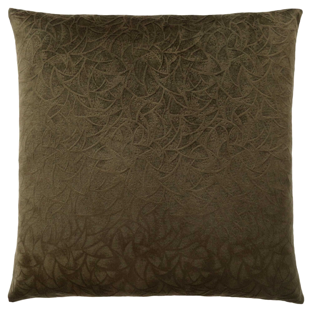 18 x 18 in. Dark Green Velvet & Polyester Floral Square Zippered Pillow