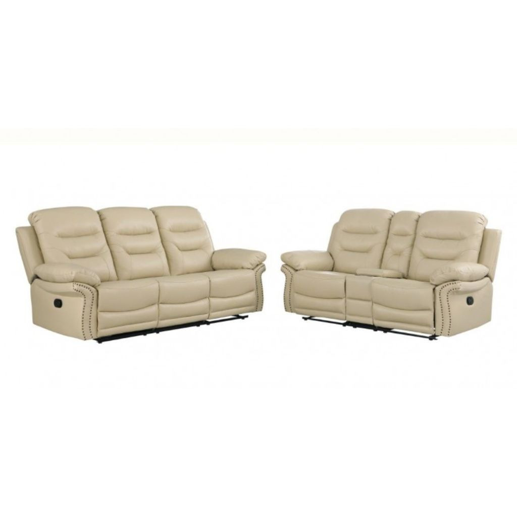 Picture of HomeRoots 476560 44 in. Beige Faux Leather Five Person Seating Set&#44; 2 Piece