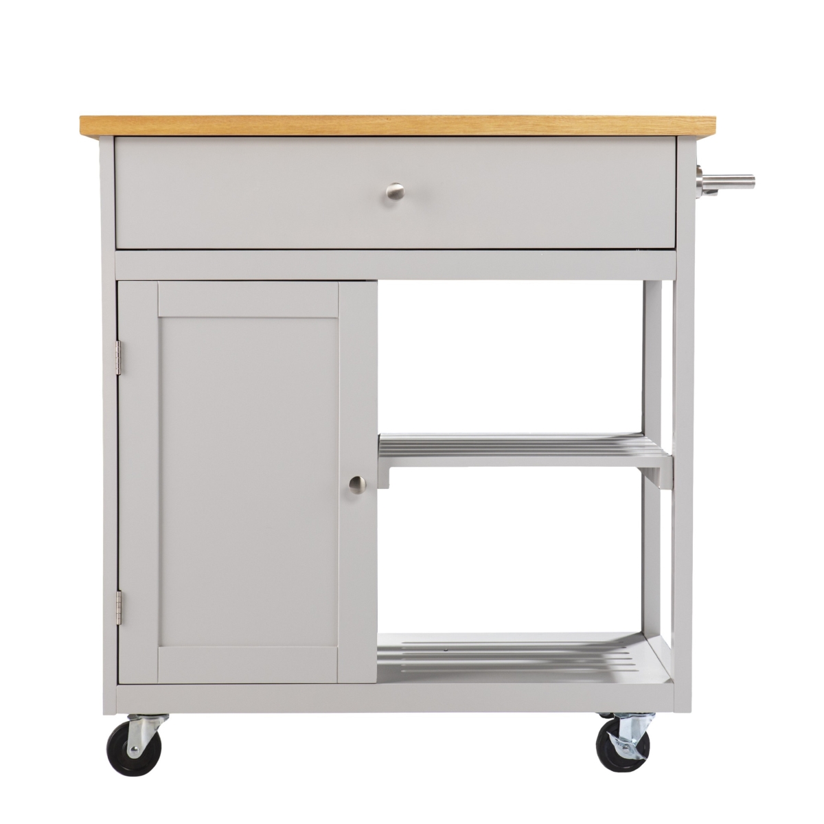 402561 35 in. Rolling Kitchen Island with Storage, Gray & Natural